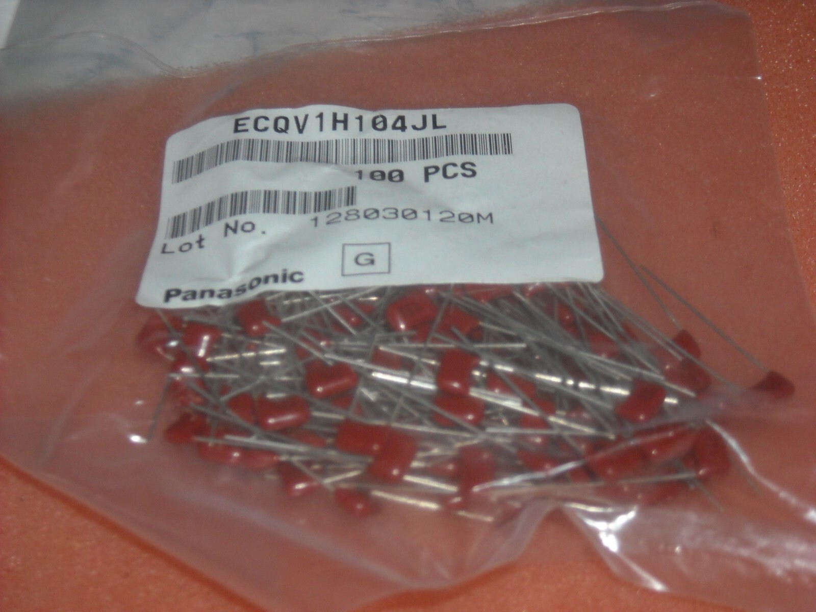 25 Panasonic ECQV1H104JL .1uF 50V 5 Metallized Plastic Film Capacitors