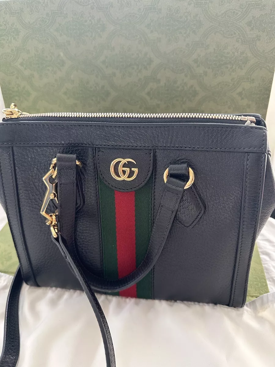 GUCCI Suede Patent GG Web Small Ophidia Tote Bag Black | FASHIONPHILE