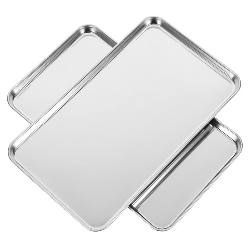 2 PCS Stainless Steel Baking Pan Oven Safe Tray Grilling Serving