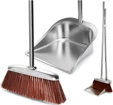 Broom and Dustpan Set for Home, 56" Upright Long Handle Broom and Dustpan Set
