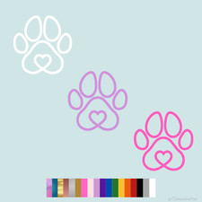    Dog Paw Heart Decal Vinyl Sticker for Car Window Laptop Water Bottle Dog Mom