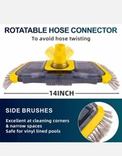 HEAD OLNY!!! Poolaza Through Rectangular Pool Vacuum Head With Side Brushes 