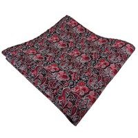Tigertie Einstecktuch Rot Bordeaux Rosa Schwarz Silber Paisley - Tuch Polyester