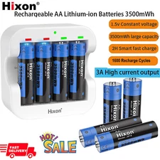 Hixon 1.5V AA Li-ion Rechargeable Batteries Charger 3500mWh  Lithium Battery LOT