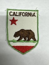 Bear Patch California State Green Border Brown Red Vintage Grizzly Star