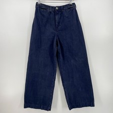 Free People We The Free Wide Leg Pants Navy Blue 100 Cotton 28