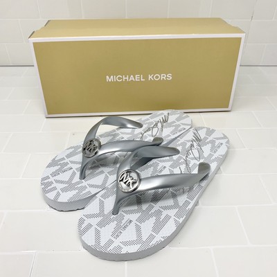 Michael Kors MK Monogram Womens Flip Flop Thong Sandals Slippers Size 6 | eBay