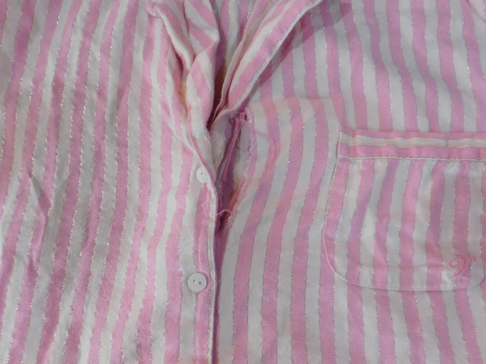 Victoria Secret Pajamas Large pink striped womens button up pink top gown — 第 4/4 张图片