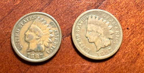 1887 Indian Head Cent Penny, #5071, qty 2 - Picture 3 of 3