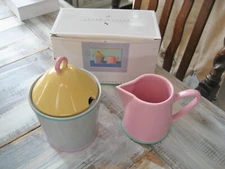 VINTAGE LINDT STYMEIST COLORWAYS CREAM SUGAR SET 1980'S  HTF MADE IN JAPAN BOXED