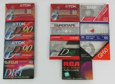 Lot of 11 Cassette Tapes Mixed Lot RCA BASF FUJI JVC Scotch Supertape Sealed