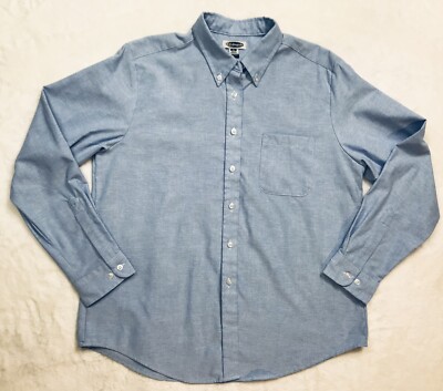 Unisex Edwards Blue Oxford Cloth Long Sleeve Button Down Shirt M School Uniform