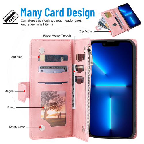 Für iPhone 16 15 14 Pro Max 13 12 11 X Plus Flip Leder Wallet Cover Case Band - Bild 11 von 19