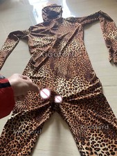 Men's Leopard Print Full body Spandex Zentai Costume with Men's Sheath Bodysuit