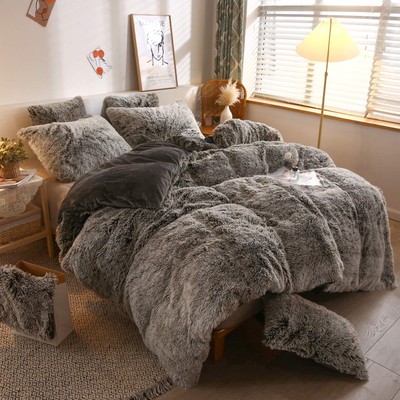 XeGe Plush Shaggy Duvet Cover, Luxury Ultra Soft Crystal Velvet Fuzzy Bedding