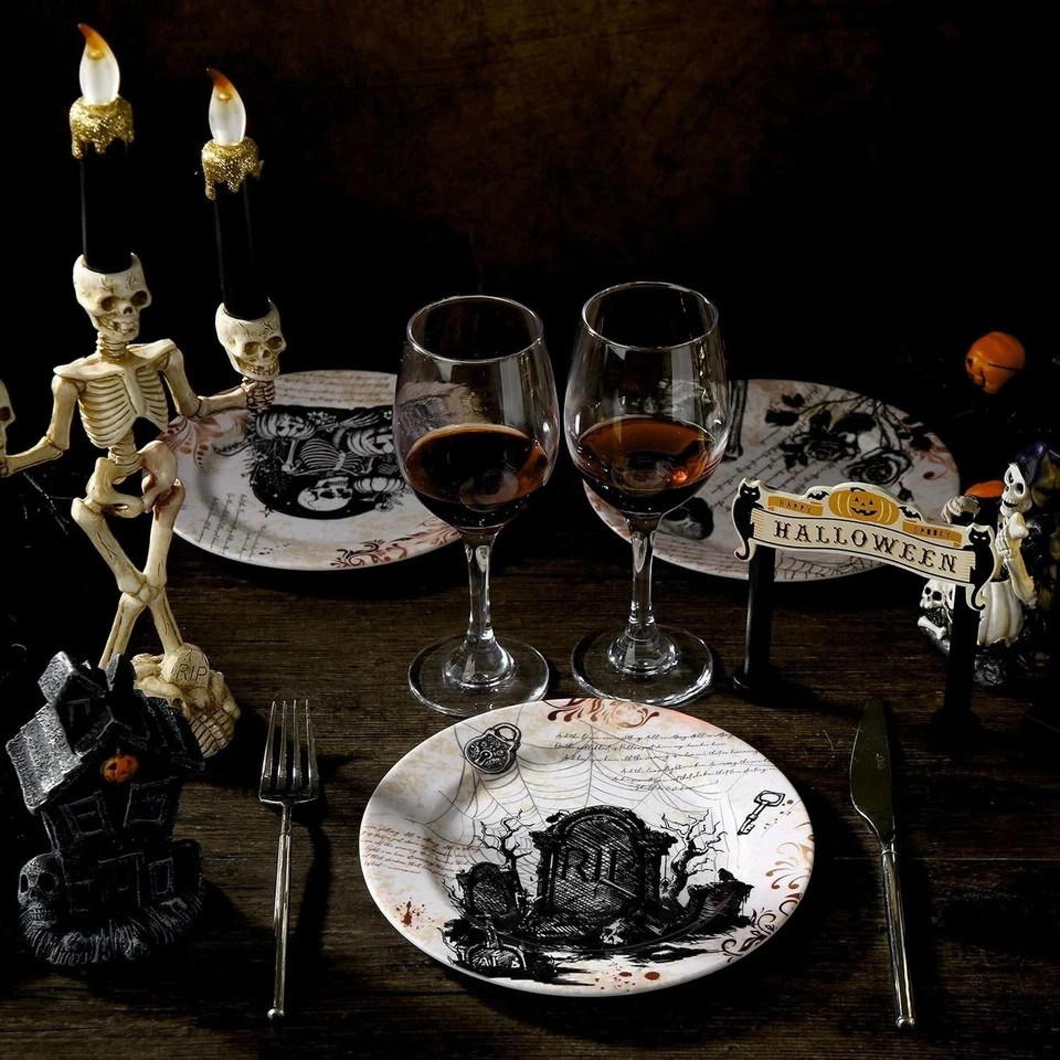 8 Pcs Vintage Halloween Dinnerware Set Plates Serving 8 Inch
