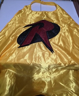 Six Flags Robin Cape Gold Satin Costume Cape w/ Logo Adult One Size