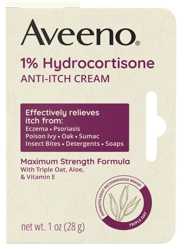 Aveeno 1 Hydrocortisone Maximum Strength Anti Itch Cream 1 Oz