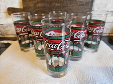 6x Coca Cola Tiffany Glas Gläser 80er Jahre Green Red Edition Longdrink 0,3l