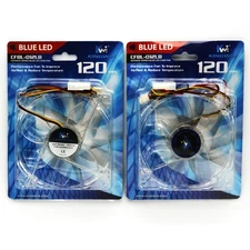 KINGWIN CFBL-012LB Blue LED 120mm Desktop Computer Cooling Case Fan Lot of 2 NEW