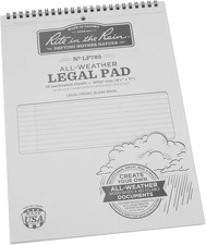 Rite in the Rain Weatherproof Legal Pad, 8.5" X 11", Gray Cover, Legal Pattern (