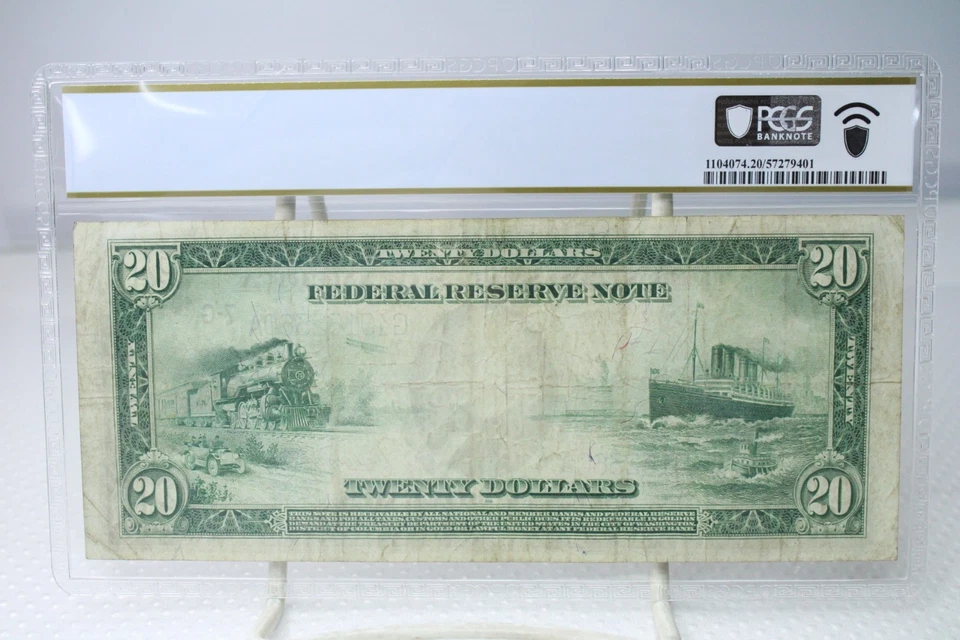 1914 $20 Federal Reserve Note Chicago Fr.991A PCGS 20 No Comment #2360 - Image 2 of 2
