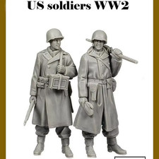 1/35 Resin Figure WWII US Gunner 2 Figures Unassembled Unpainted