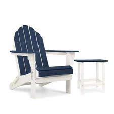 Outdoor HDPE Folding Adirondack Chair with Side Table End Table for Deck Porch