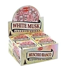 White Musk - Case of 12 Boxes, 10 Cones Each - HEM Incense From India