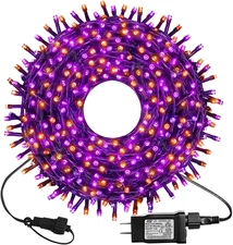 300 LED Orange&Purple Halloween Lights, 99FT Connectable 8 Lighting Modes with M