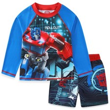 Optimus Boys UPF 50 Rash Guard and Swim Trunks Swimwear Set Swimsuit for Big...
