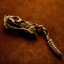 NEW Pure Copper Antique Snake Skull, Rattlesnake Tail Keychain, Retro Pendant