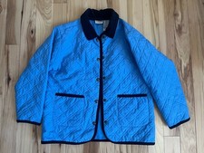 L.L. Bean Girls Quilted Blue Button Mid-Length Jacket Medium 10-12