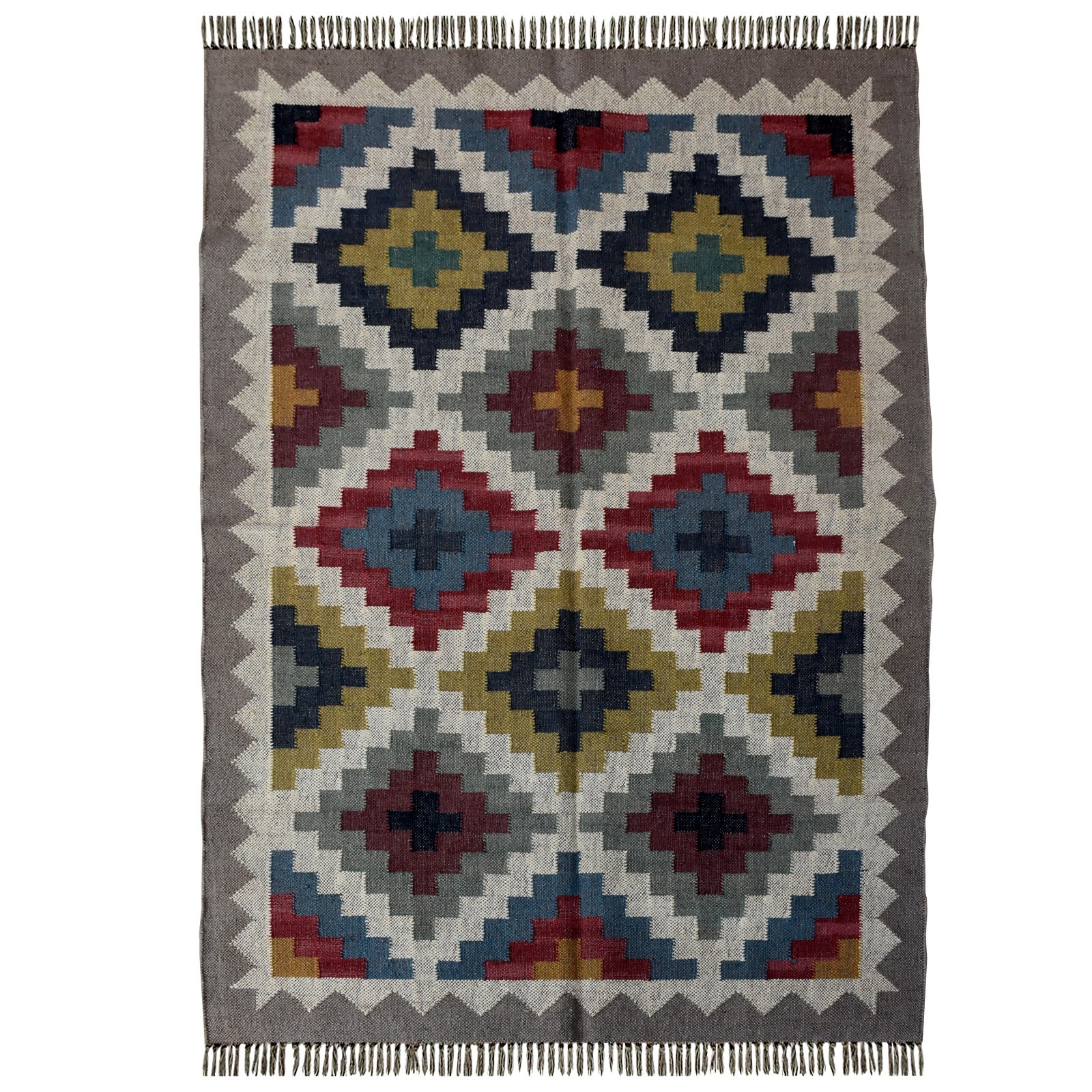 Luxury 4x6 ft Wool Jute Kilim Rug Flatweave Bedroom Carpet