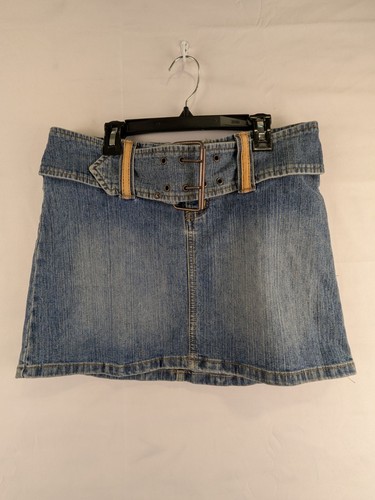 L.E.I. Denim Vintage Style Wide Belt Mini Skirt Women's 11