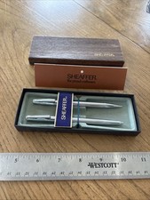 SHAEFFER Pen and Pencil Set-Vintage-Chrome-Made in USA-With BOX-White Dot