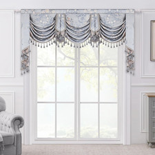 Elegant Jacquard Waterfall Valance with Tassels for Living Room Bedroom