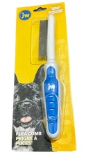 Gripsoft Flea Comb Pet Grooming Tool for Dogs & Cats White Blue 22cm