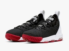 Nike Lebron XVI 16 "BRED" GS Black White Red Size 3.5Y / Womens Sz 5 AQ2465-016
