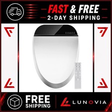 Electric Bidet Toilet Seat Elongated, Heated Wash Dry Soft Close Remote