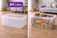 Plastic Storage Boxes with Clear Lids Durable Stackable Home Office Containers