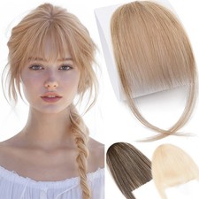 100 Human Hair Extension Clip In On Thin Thick Wispy Air French Bangs Hairpiece