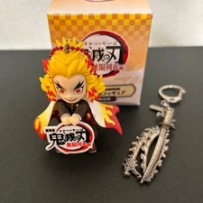 Demon Slayer Rengoku Kyojuro Figure Charm & Nichirin Blade Metal Keychain