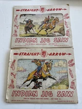 2 National Biscuit Co. 1949 Straight Arrow Indian Jig Saw Puzzle Cowboy