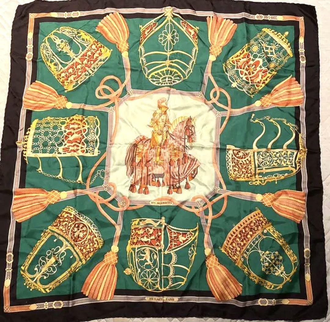 Vintage Hermes Large Scarf Retro Showa Heisei 30yr No Box Excellent Used