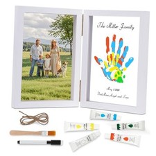 Family Handprint Kit, DIY Baby Hand and Footprint 4 Pages Acrylic Boards White