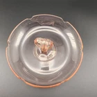 Vtg Pink Depression Glass Heart Shaped Center Handle 7" Bowl Ashtray Odds EUC