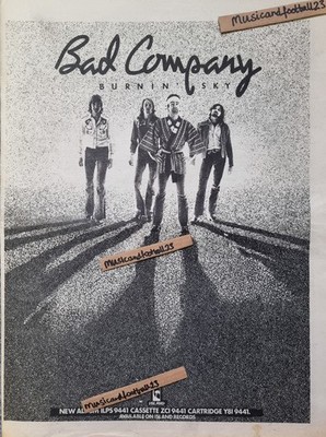 BAD COMPANY - BURNIN' SKY advert Melody Maker 1977 17x13'' 43x33cm VG+ Condition 