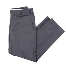 Zanella Mens 33x30 Charcoal Gray Trousers Flat Front Wool Dress Pants