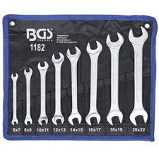 JEU 8 CLES A FOURCHES DOUBLE PLATES BGS CHROME VANADIUM 6 x 7 mm à 20 x 22 mm